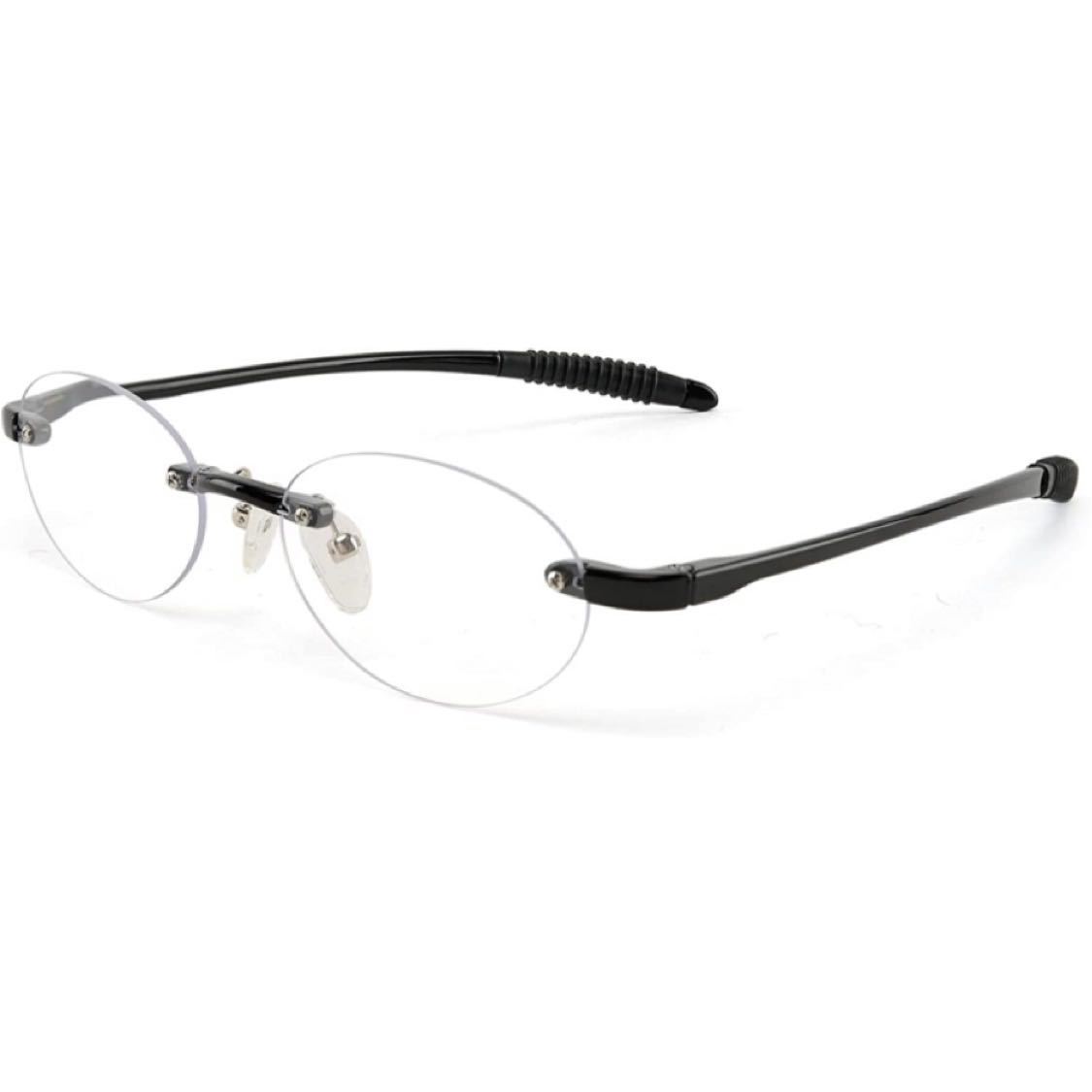老眼鏡 縁なし 超薄型レンズ ブルーライトカット UVカット 超弾力性 TR素材 軽量 使いやすい ケース メガネ拭き 付き_画像1