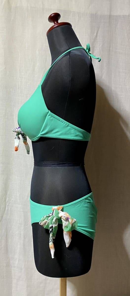  new goods swimsuit wire bikini green halter-neck separate 