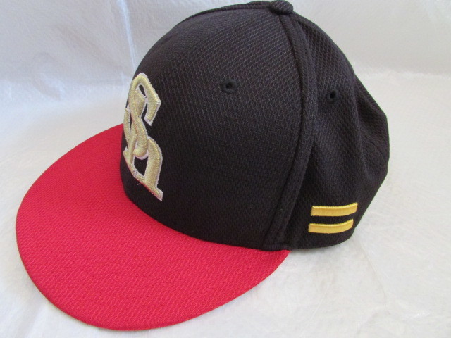 ホークス キャップ USED品 NEW ERA ニューエラ 福岡 ソフトバンク 一般 帽子 ロゴ 立体刺繍 NPB 80thワッペン サイズ 58.7cm