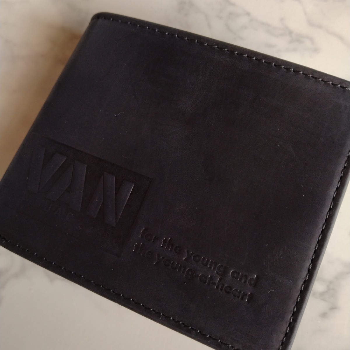 新品・未使用 VAN JAC ヴァンヂャケット 二つ折り財布/ウォレット 黒