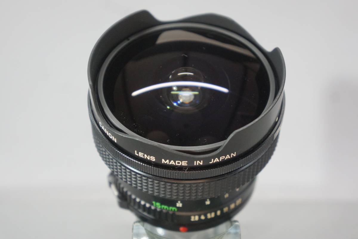 キャノン/Canon FD 15mm F2.8 FISHEYE 単焦点レンズ 魚眼レンズ 超広角 金属キャップ 外観綺麗 ジャンク 