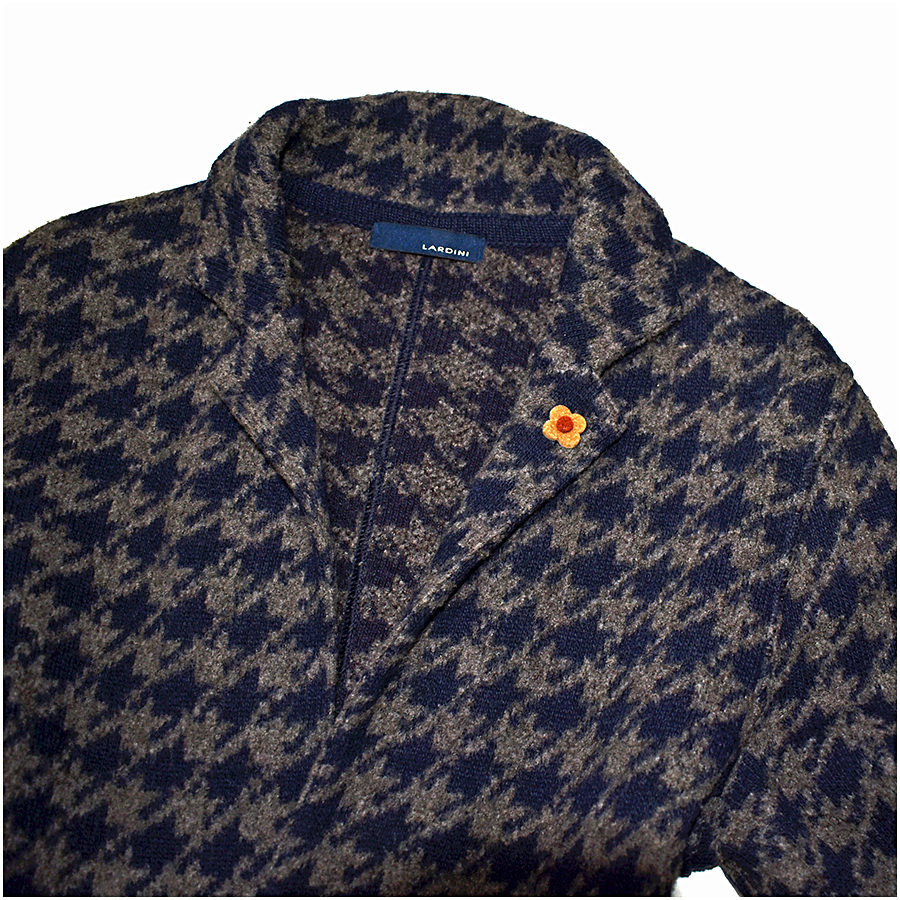 美品】 定価9万 ラルディーニ LARDINI ニットジャケット 千鳥格子柄