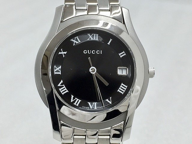 期間限定セール グッチ GUCCI Gクラス デイト クォーツ アナログ 腕時計 シルバー/ブラック 5500M
