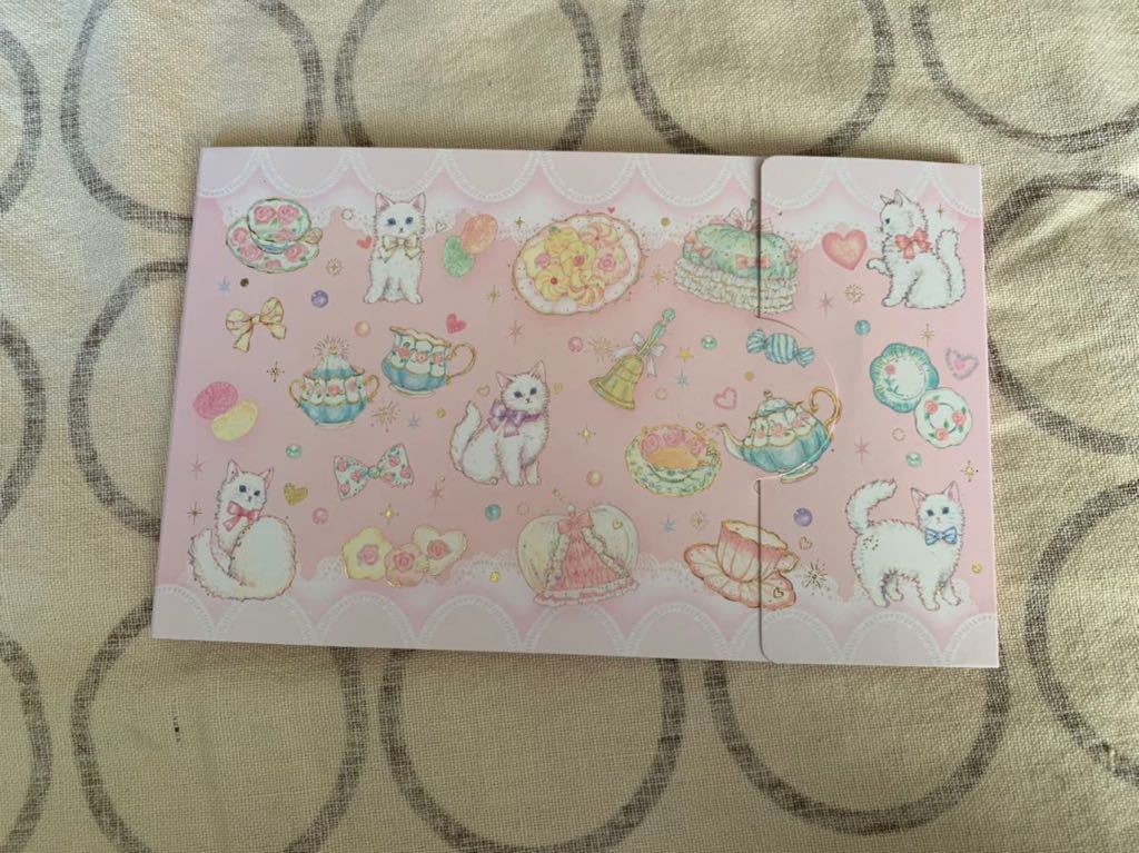  cat . tea goods. illustration . lovely pocket album L stamp 20 pocket pale pink 