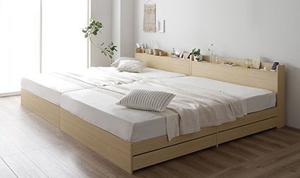 収納ベッド ワイドキング220(S+SDセット) ナチュラル色 /ベッド