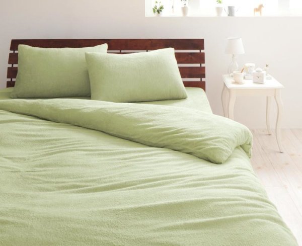 タオル地　掛け布団カバー　単品　色-ペールグリーン　寝具　洗濯可　掛カバー　綿100%パイル　ふとんかばー　かけ　キングサイズ　フトンカバー