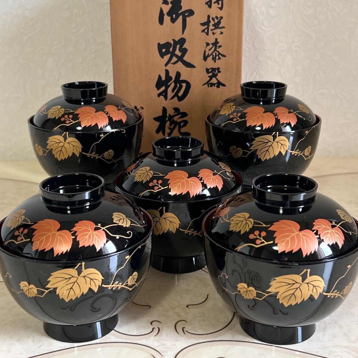 金蒔絵の吸い物椀5客 - 食器