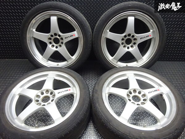 ●レイズ ニスモ LM-GT4 GT4 FORGED 鍛造 モノブロック 18インチ 7.5J +40 PCD 114.3 5H シルバー タイヤ付 4本 ステージア ジューク 棚U-4_画像1