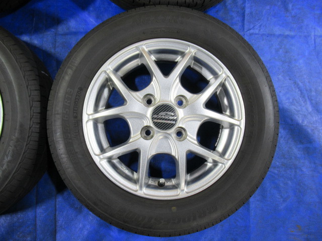 激安即決！美品 A-TECH 13-4B 4H/100 ET43 ＋ BRIDGESTONE 155/65R13 2020年中古4本 ワゴンR ラパン アルト セルボ パレット ミラ T006963の画像6