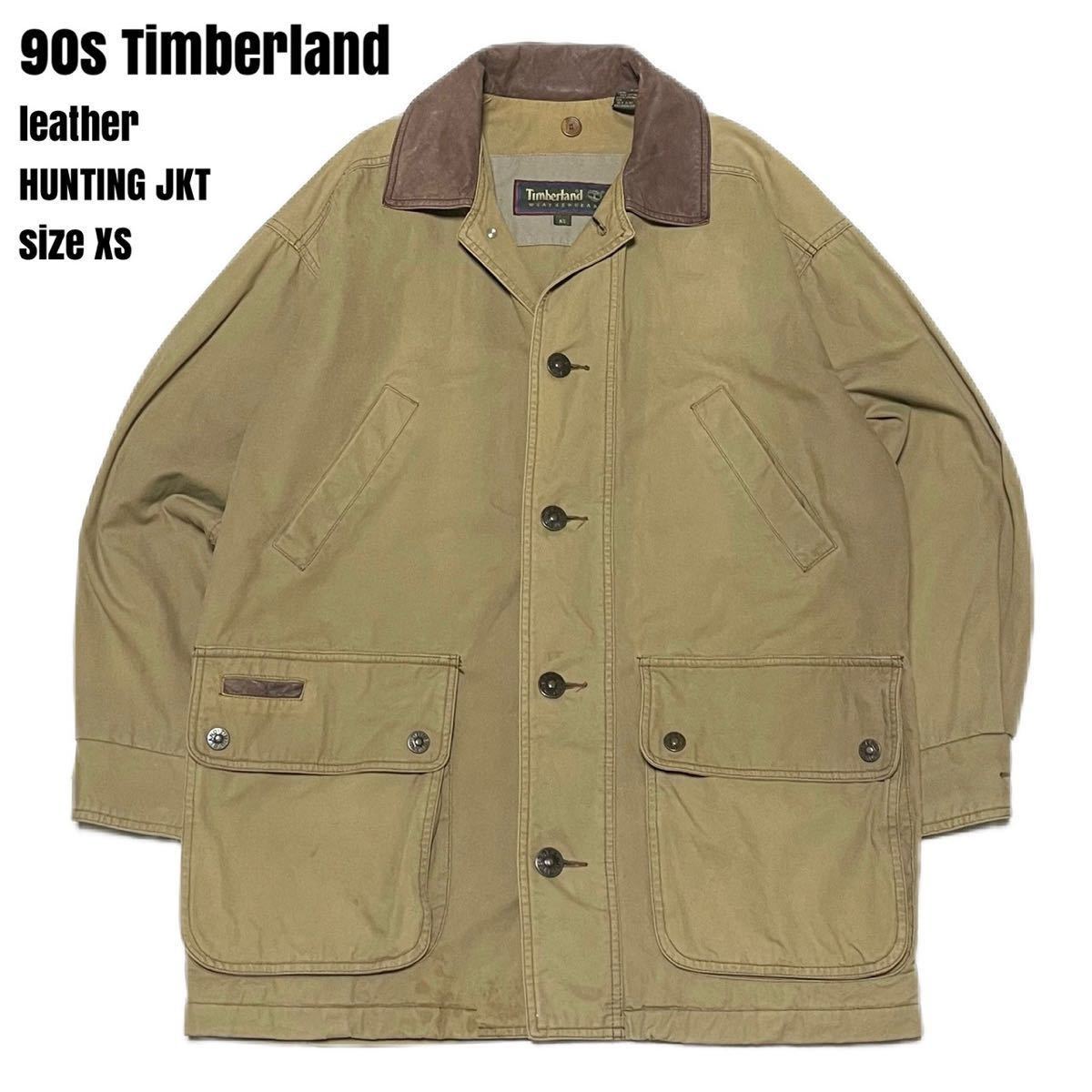 90s Timberland ティンバーランド 襟レザー ハンティングジャケット