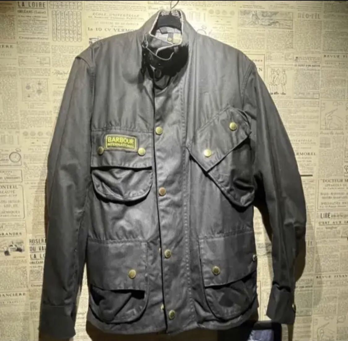 Barbour International バブアー オイルドジャケット 英国製 超希少サイズ ヴィンテージ 黒 UK34 C34/86㎝_画像1