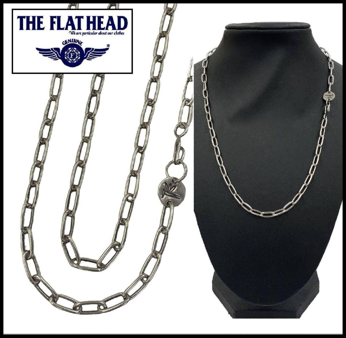 * beautiful goods * THE FLAT HEAD Flat Head silver 925 Logo metal plate Navajo chain necklace pendant top feather R.J.B