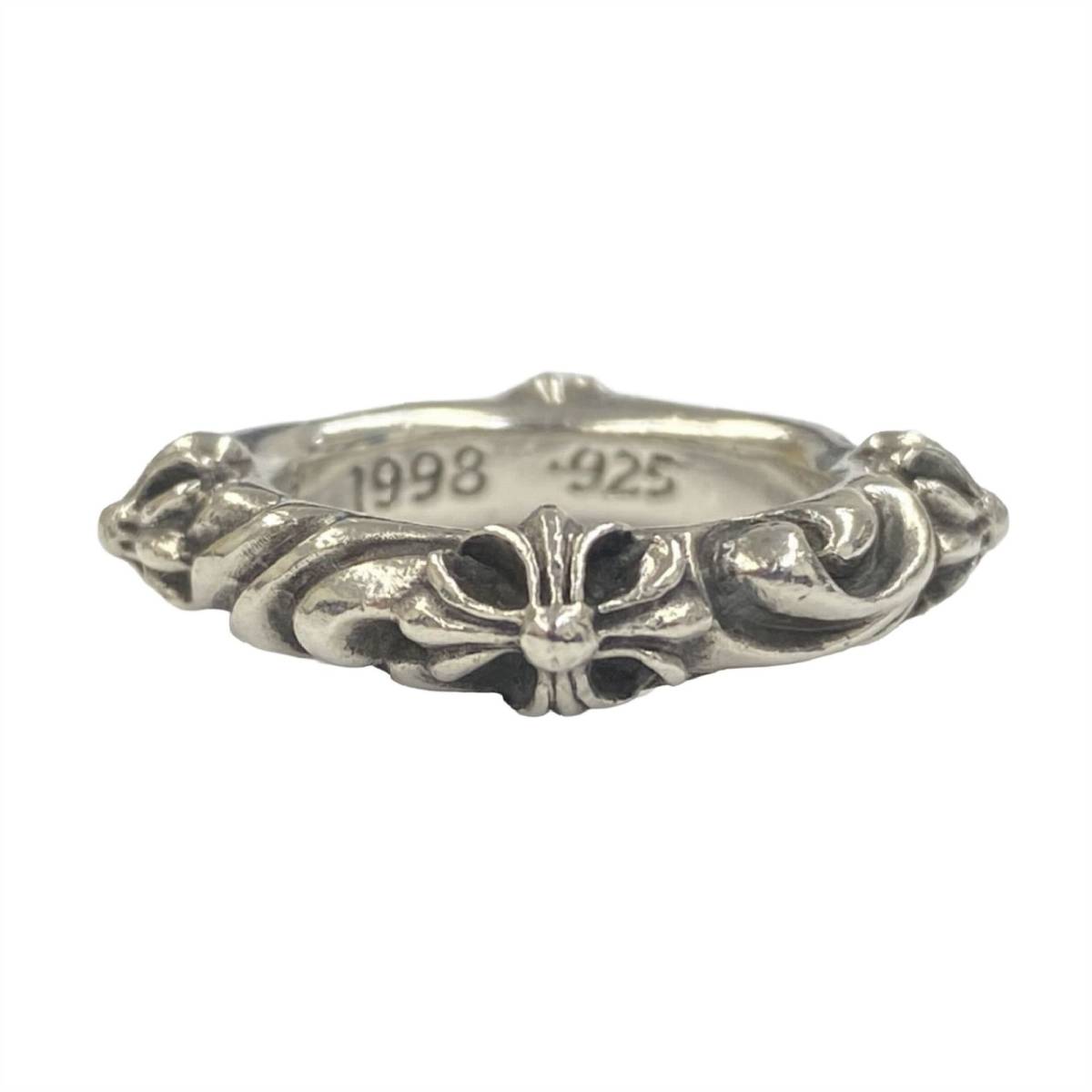 ★正規品★ CHROME HEARTS クロムハーツ CH シルバー 925 SBT BAND RING CHプラス クロス スクロール バンド リング 指輪 11号_画像3