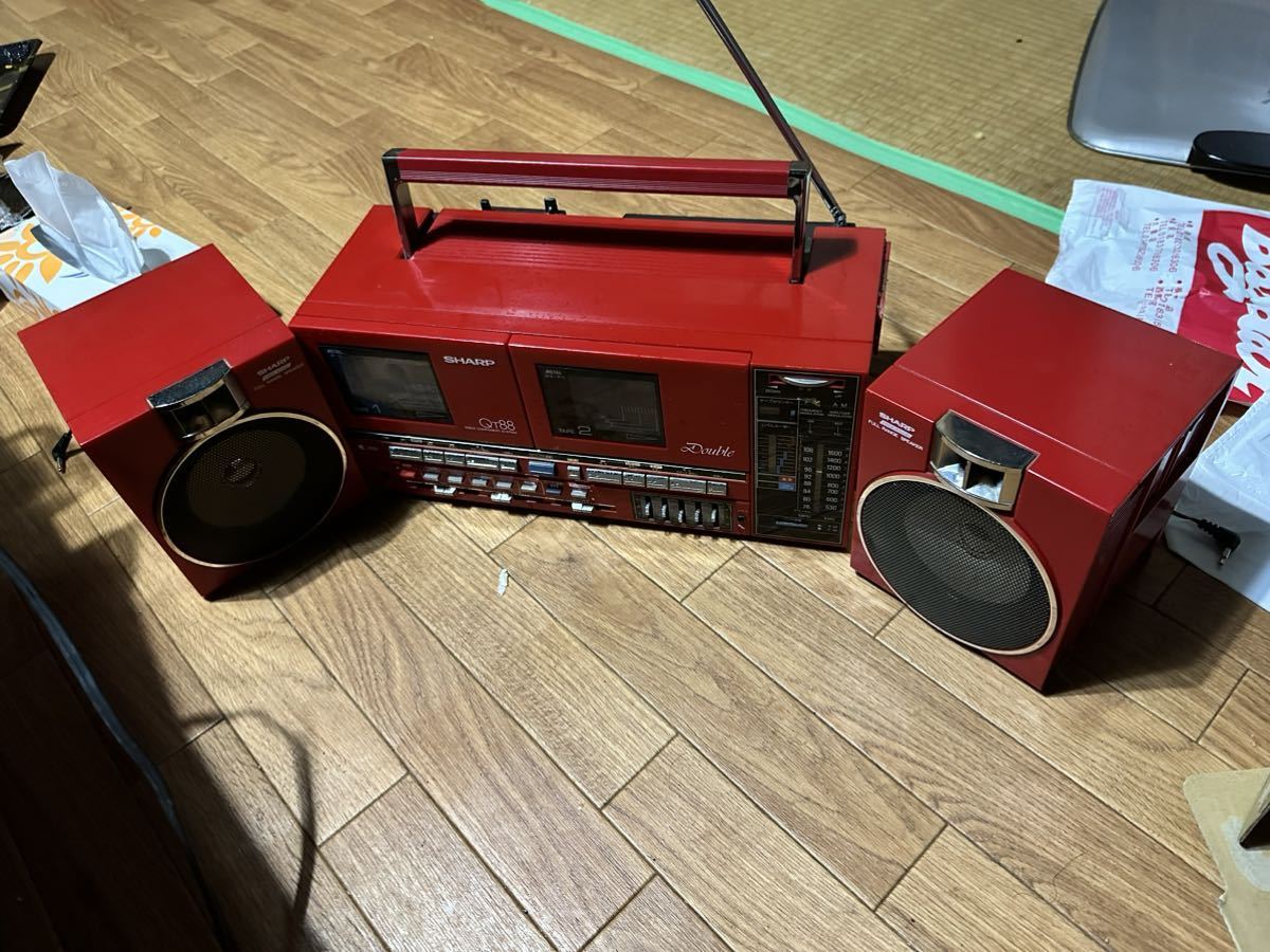 希少 SHARP QT-88R ラジカセ 昭和レトロ シャープ ダブルラジカセ