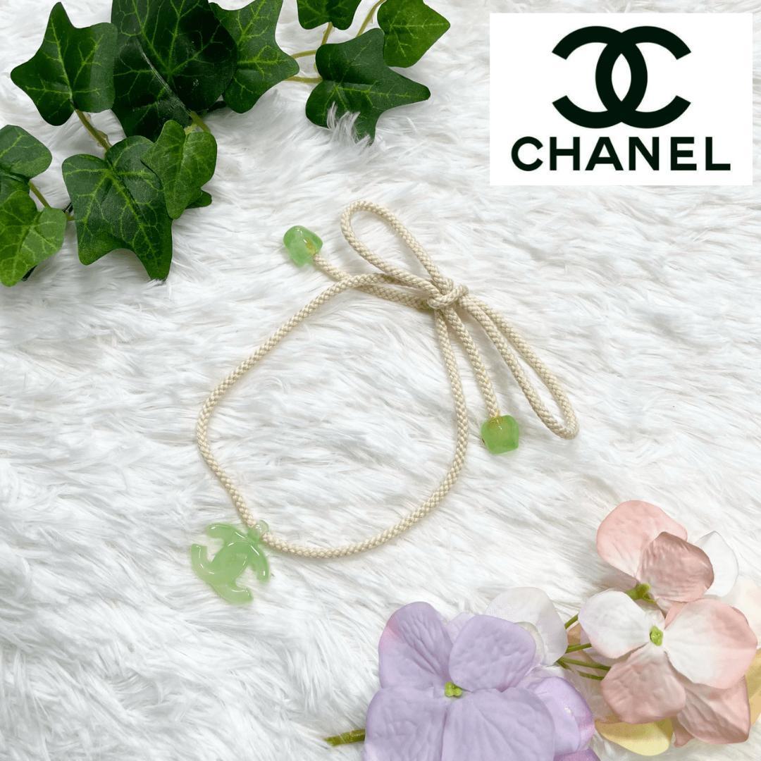 CHANEL シャネル チョーカー 箱付 ヒスイ 翡翠 グリーン ヒモ