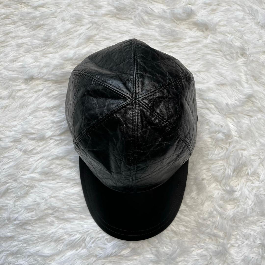 CHANEL シャネル レザー カウレザー ココマーク ロゴ 香水ロゴ ブラック キャップ 帽子