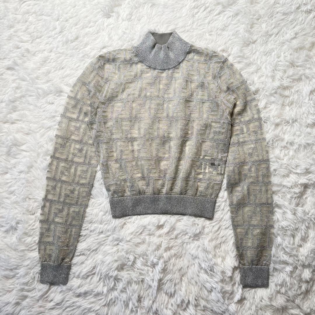 FENDI フェンディ シースルー サマーニット グリッター ズッカ柄