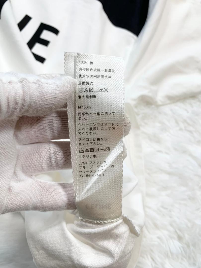 CELINE セリーヌ Tシャツ バイカラー ロゴ デカロゴ ホワイト SIZE:M
