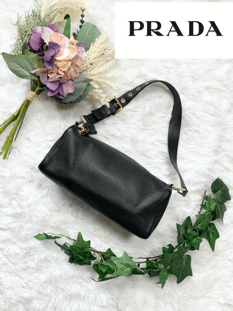 極美品 PRADA プラダ 鍵付 シボ革 セミショルダー ブラック | alfasaac.com