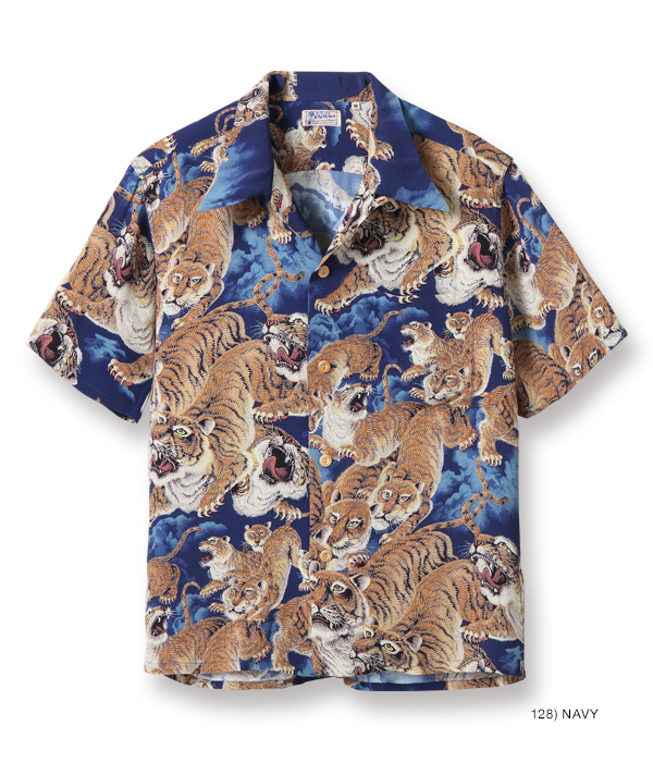 2019　SUN SURF　M　百虎　SS38201　ONE HUNDRED TIGERS　サンサーフ　和柄　アロハシャツ　Hawaiian shirt　スぺシャル　虎　東洋　JAPAN_画像1