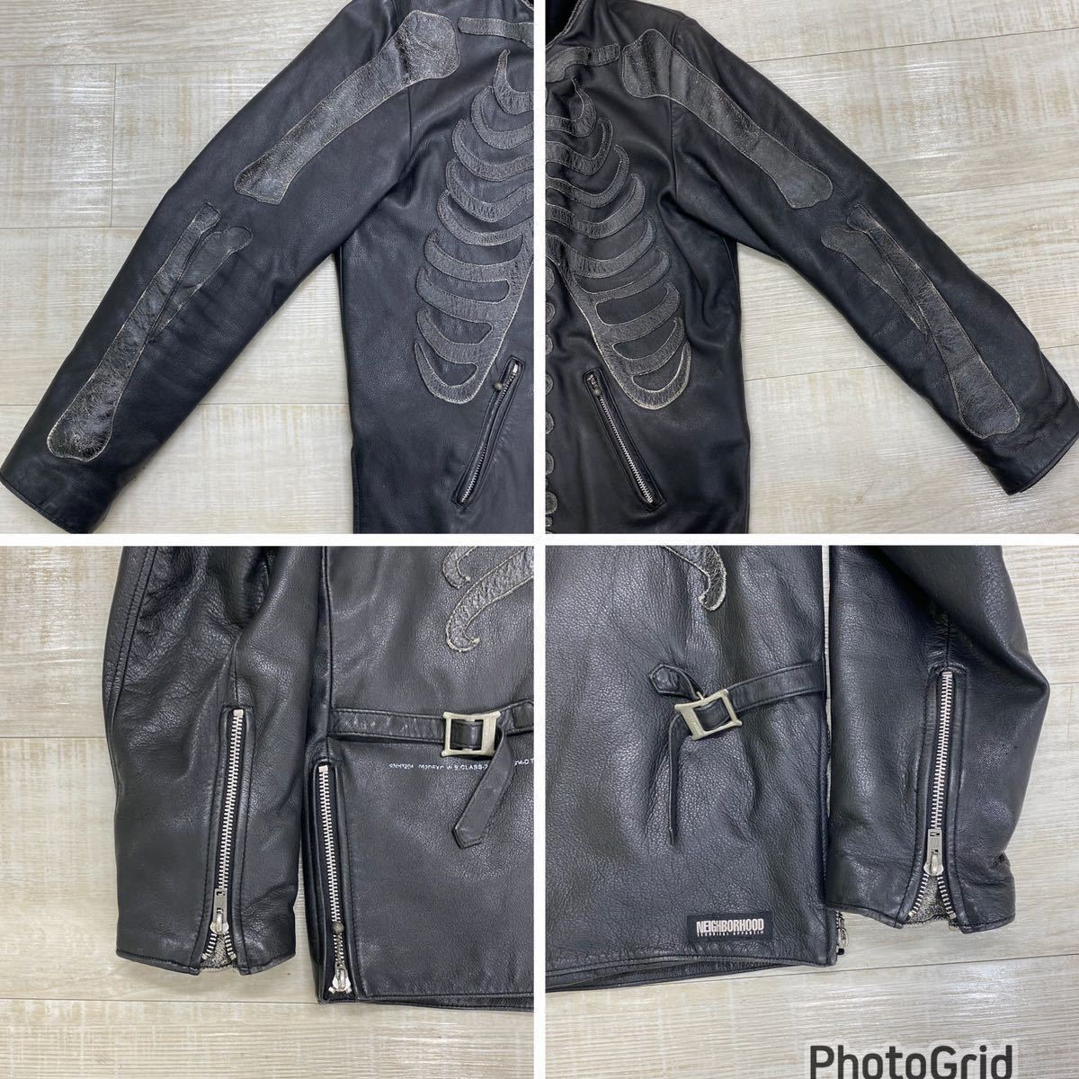 NEIGHBORHOOD 06aw ボーンカウレザーフルジップ ジャケット M-