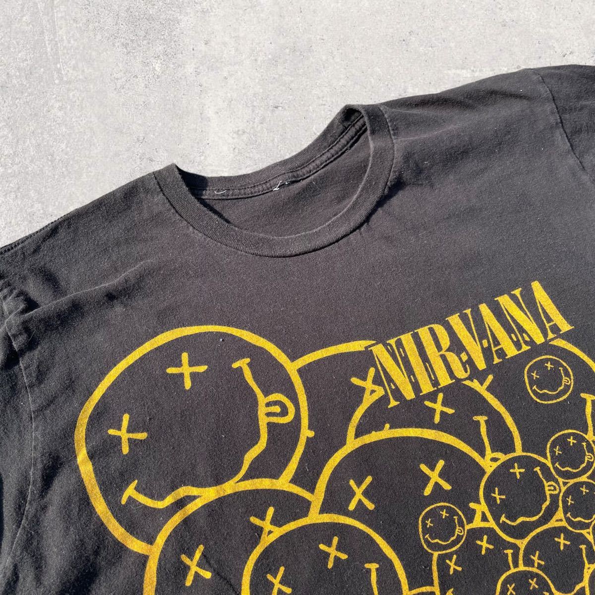 【希少】 90s NIRVANA ニコちゃん ブラック 半袖Tシャツ バンドTシャツ バンT ヴィンテージ ロックバンド ビンテージ アメカジ レア_画像2