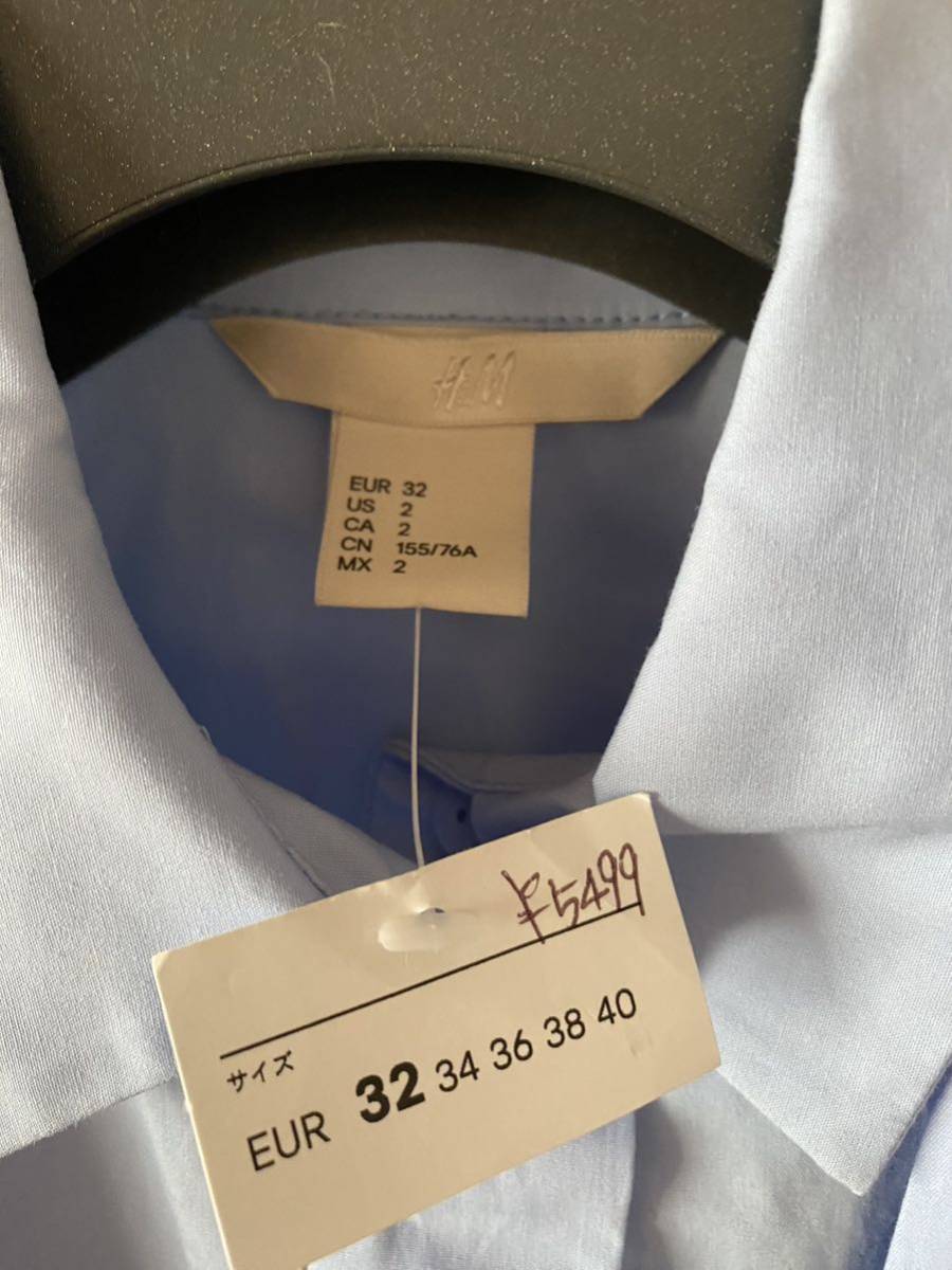 H&M* bow Thai лента рубашка с коротким рукавом * голубой *32