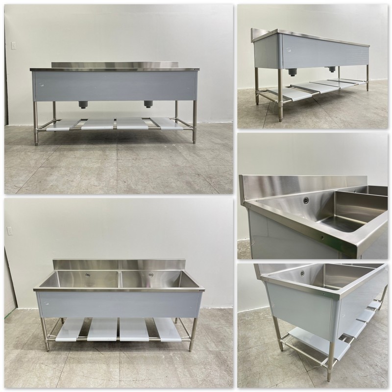 T3114☆未使用品☆タニコー☆2槽シンク☆W1800D750H840㎜☆業務用
