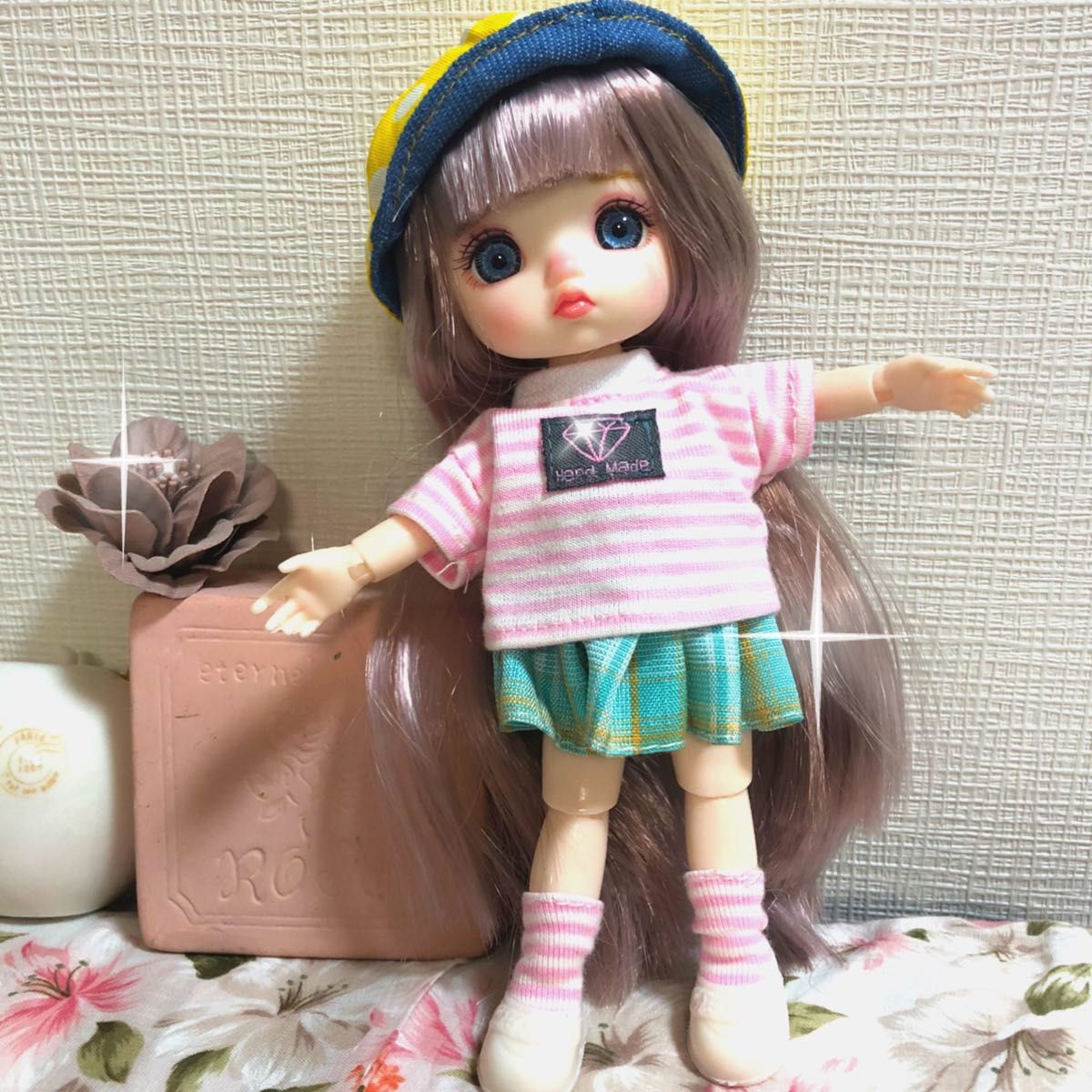 球体関節人形　人形　女の子　16cm フルセット　ミニドール　ブルー瞳　BJD 可愛い人形　サングラス付き　プレゼント　おもちゃ