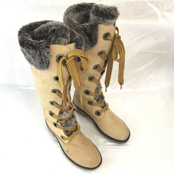 ティンバーランド/Timberland★本革/ボアロングブーツ【8M/24.5-25.0/ベージュ/BEIGE】Shoes◆WB90-8_画像2