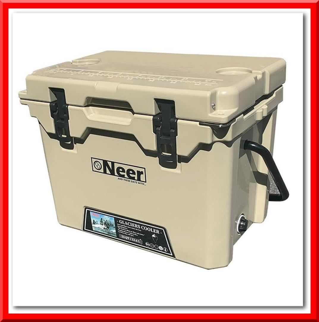 【新品即決】Neer グレイシャーズ クーラー ボックス 25QT 23.6L（タン）アウトドア キャンプ