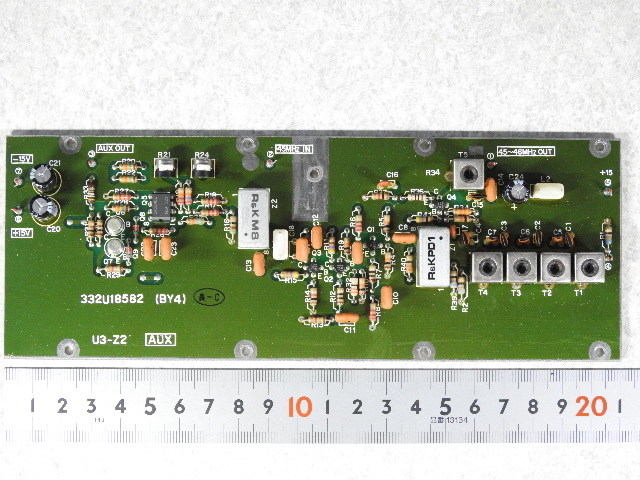 【HPマイクロ波】　Anritsu Frequency Synthesizer取外し 部品取り基板(その6) AUX基板/R&KM8,PD1,CA3240E,NEC2SA603,2SC943他 ジャンク品_画像1