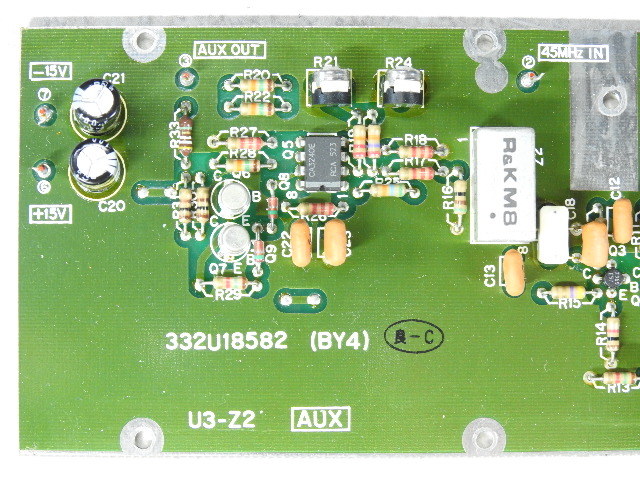 【HPマイクロ波】　Anritsu Frequency Synthesizer取外し 部品取り基板(その6) AUX基板/R&KM8,PD1,CA3240E,NEC2SA603,2SC943他 ジャンク品_画像3