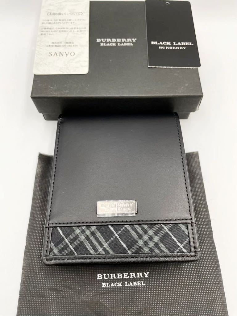 未使用品　バーバリー　ブラックレーベル　二つ折り財布　ブラック　小銭入れ付き　メンズ　カードケース　コインケース　クレストブリッジ