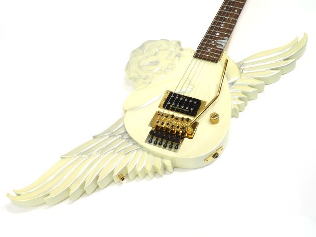 092s*ESPi-e Spee ANGEL Angel White deformation type electric guitar * used 