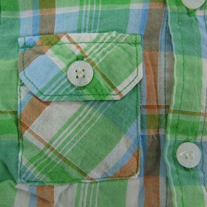 べべ 半袖チェックシャツ 両胸ポケット トップス 男の子用 80サイズ 緑白茶 ベビー 子供服 BeBe_画像6