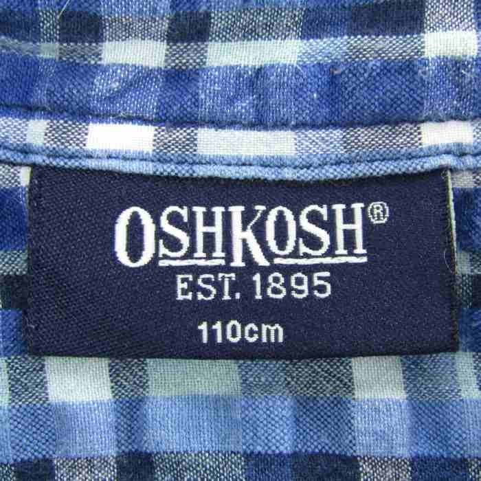 オッシュコッシュ 半袖チェックシャツ ボタンダウン トップス 男の子用 110サイズ 青白 キッズ 子供服 OSHKOSH_画像3