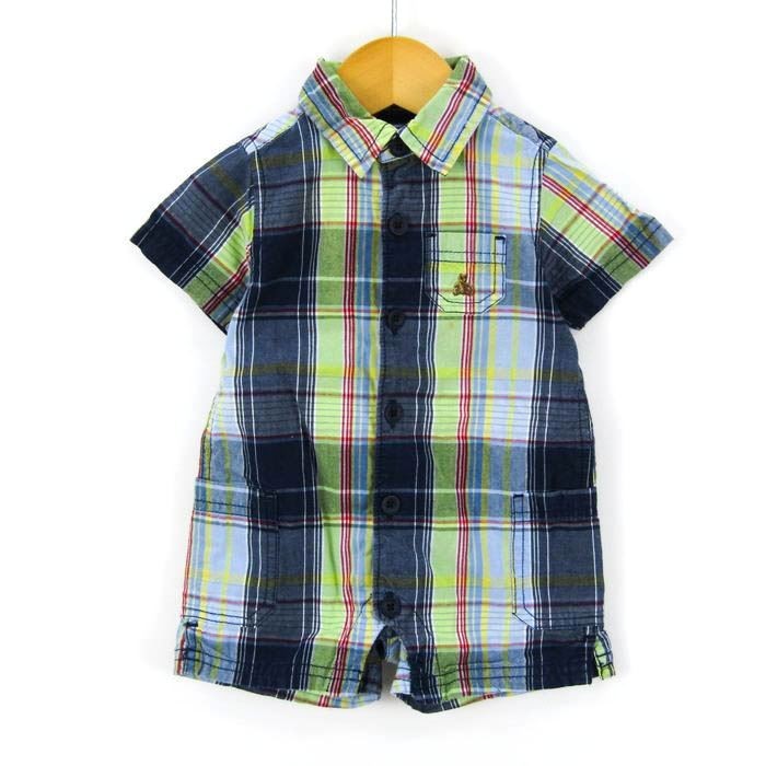 ベビーギャップ 半袖シャツ カバーオール ロンパース 男の子用 60サイズ 紺青黄緑 ベビー 子供服 babyGAP_画像1