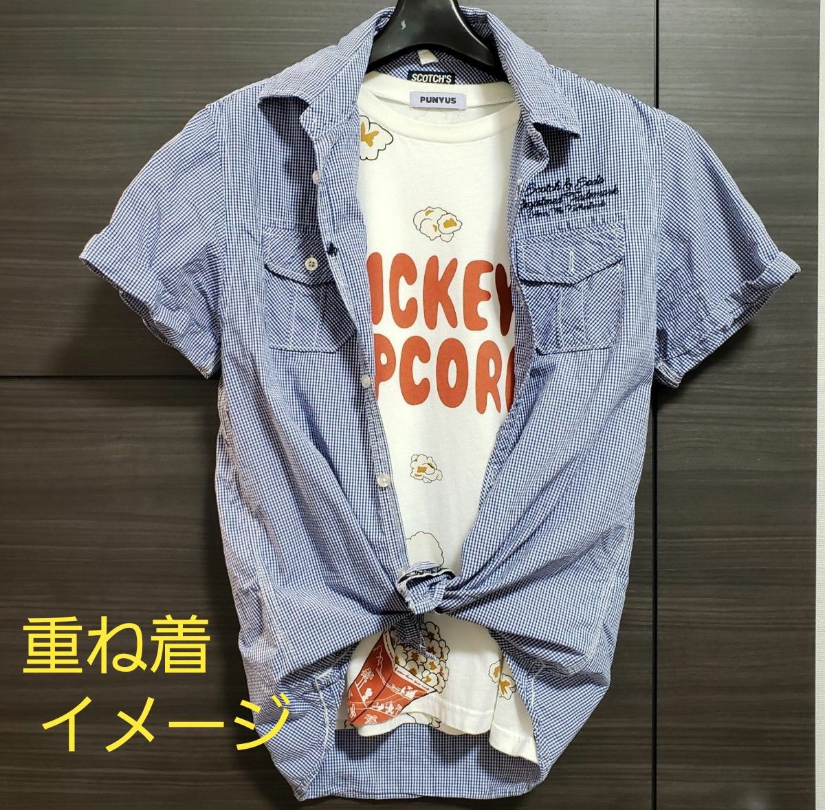 PUNYUS×Disney ミッキーポップコーン柄 Tシャツ ディズニー PUNYUS×Disney ミッキーポップコーン柄 Tシャツ ディズニー