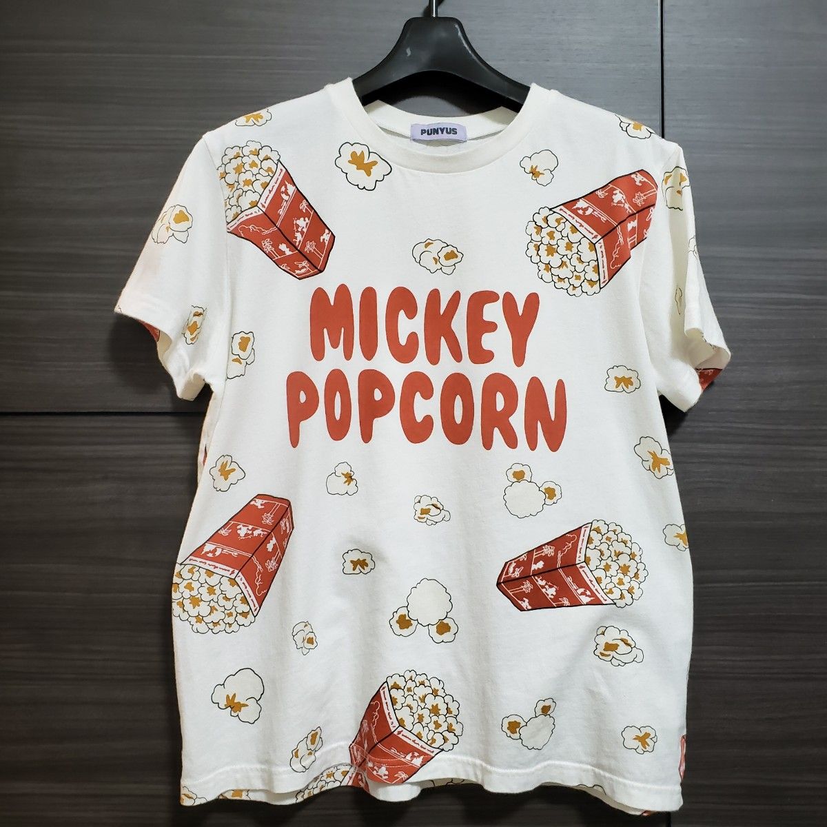 PUNYUS×Disney ミッキーポップコーン柄 Tシャツ ディズニー PUNYUS×Disney ミッキーポップコーン柄 Tシャツ ディズニー