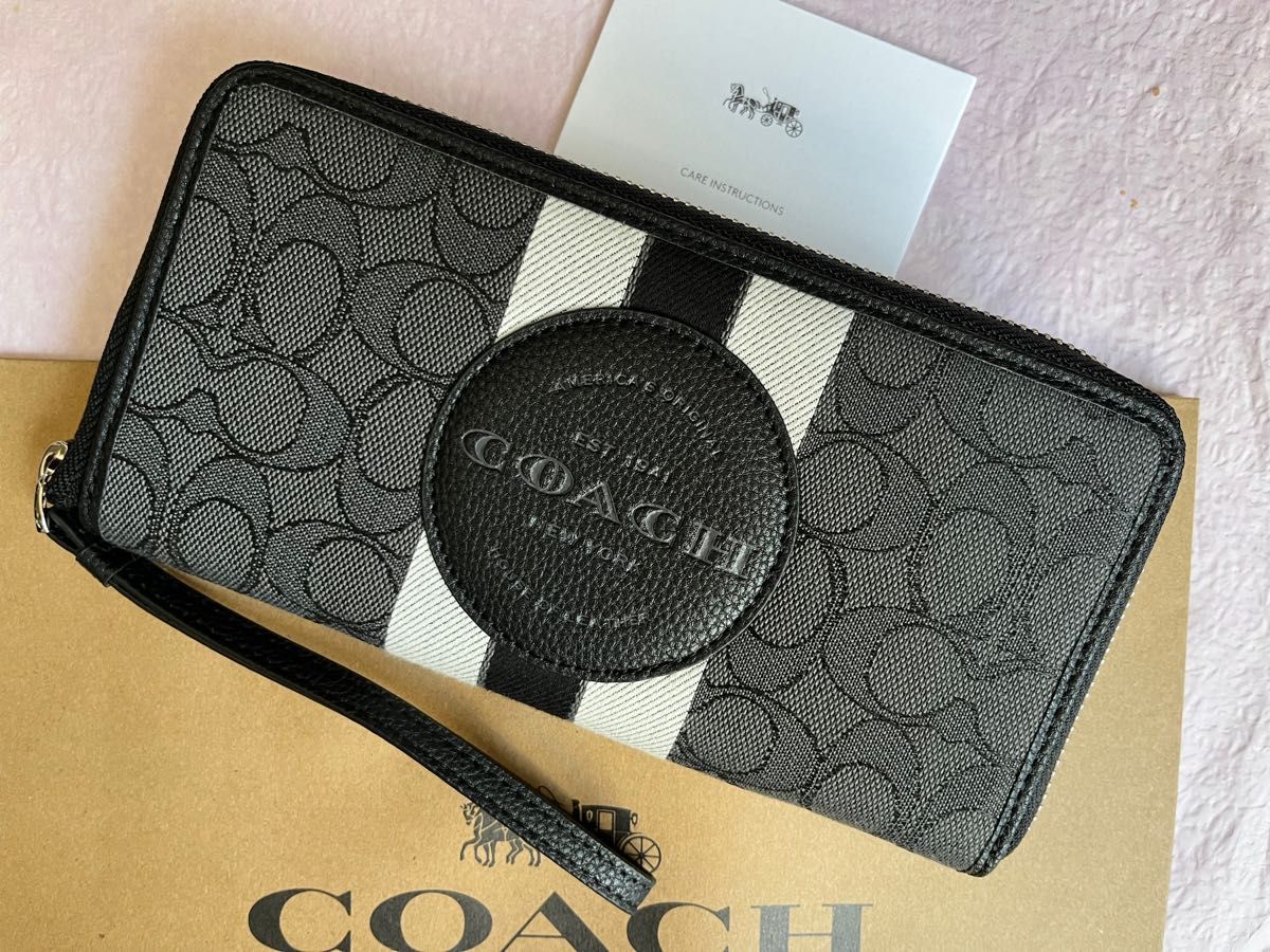 COACH コーチ 長財布 ブラック シグネチャー ストラップ 新品