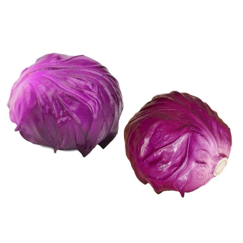 食品サンプル まるごと キャベツ 野菜 2個セット (紫キャベツ)_画像1