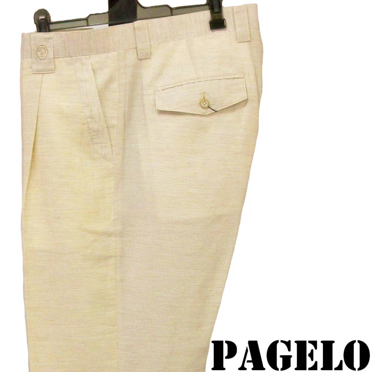 日本限定 ☆PAGELO☆SALE 麻混タック付きスラックス【生成W95㎝】春夏