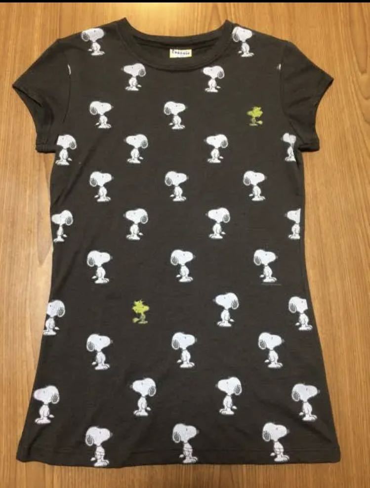 新品 MightyFine 可愛いスヌーピーTシャツ SNOOPY ウッドストック ピーナッツ ブラック 送料無料 マイティファイン