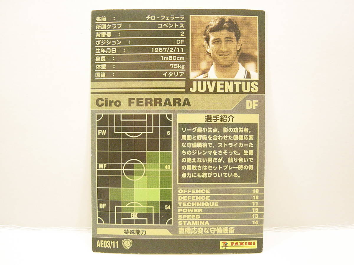 Panini WCCF 2001-2002 AE チロ・フェラーラ　Ciro Ferrara 1967 Italy　Juventus FC 01-02 Serie A Best eleven_画像4