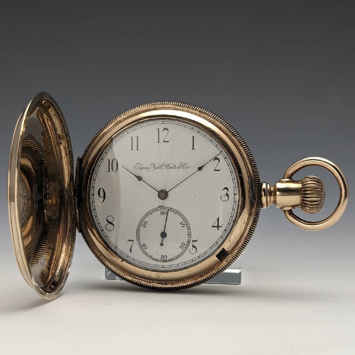 安価 1896年 米国アンティーク エルジン 懐中時計 金張りハンター