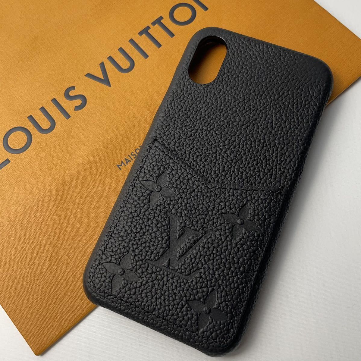 極美品 LOUIS VUITTON ルイヴィトン アンプラント モノグラム スマホケース アイフォンケース レザー ブラック 黒 X XS 10 カード収納可_画像1