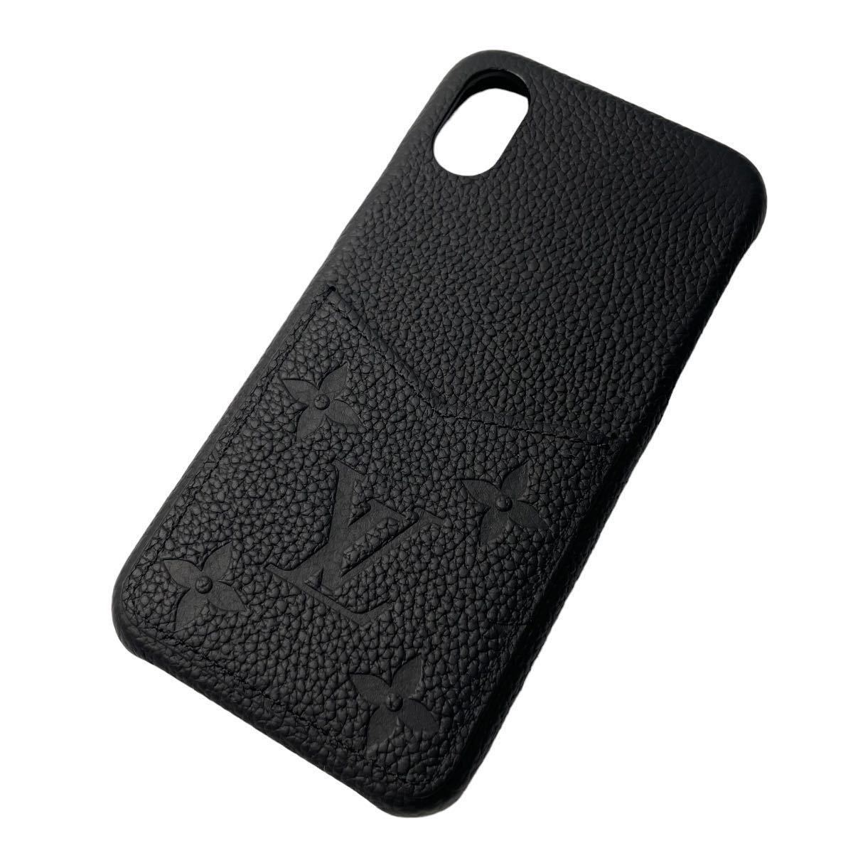 極美品 LOUIS VUITTON ルイヴィトン アンプラント モノグラム スマホケース アイフォンケース レザー ブラック 黒 X XS 10 カード収納可_画像2