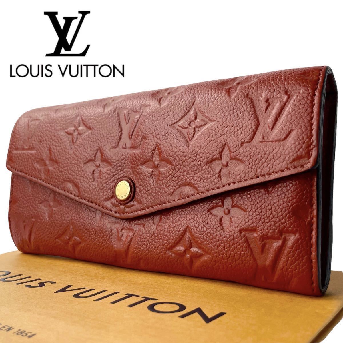 LOUIS VUITTON ルイヴィトン アンプラント モノグラム LV ポルトフォイユ M60491 長財布 折り財布 レザー レッド 赤 正規品_画像1