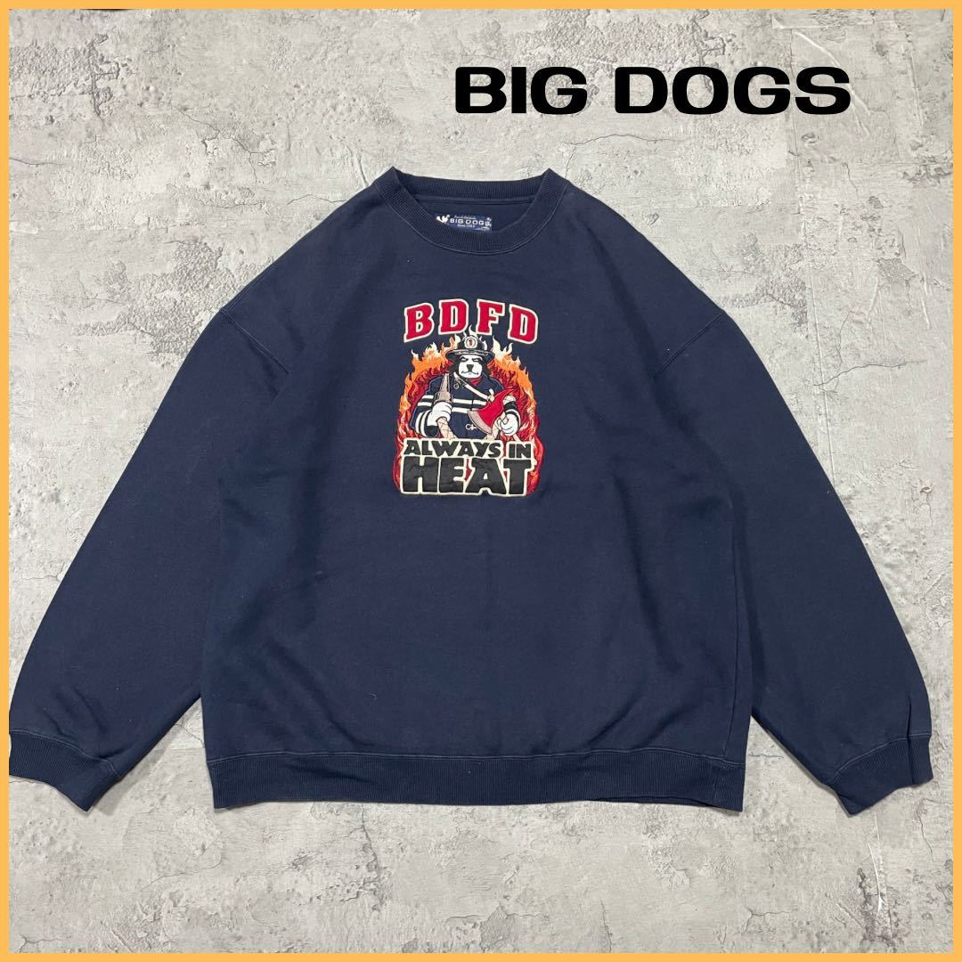 BIG DOGS ビッグドックス スウェット トレーナー 刺繍ロゴ ビッグロゴ usa企画 犬刺繍 サイズM 玉FL2675_画像1